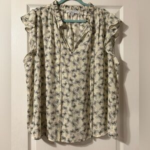 Sweet Rain Floral Ruffle Sleeve Blouse